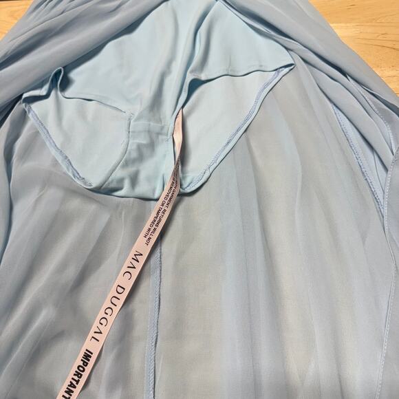 Mac Duggal NWT Pleated Chiffon Sleeveless Plunge V-Neck Gown Powder Blue Size 2 - Picture 11 of 11